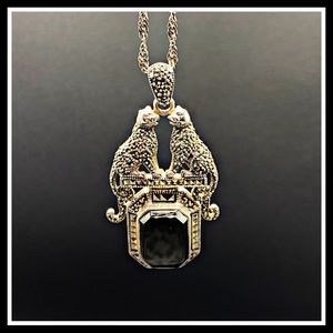 Vintage Silver Marcasite Jaguar Panther Necklace